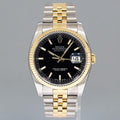 2014 MINT Rolex 116233 DateJust Two Tone Yellow Gold Steel Black Jubilee 36mm Watch