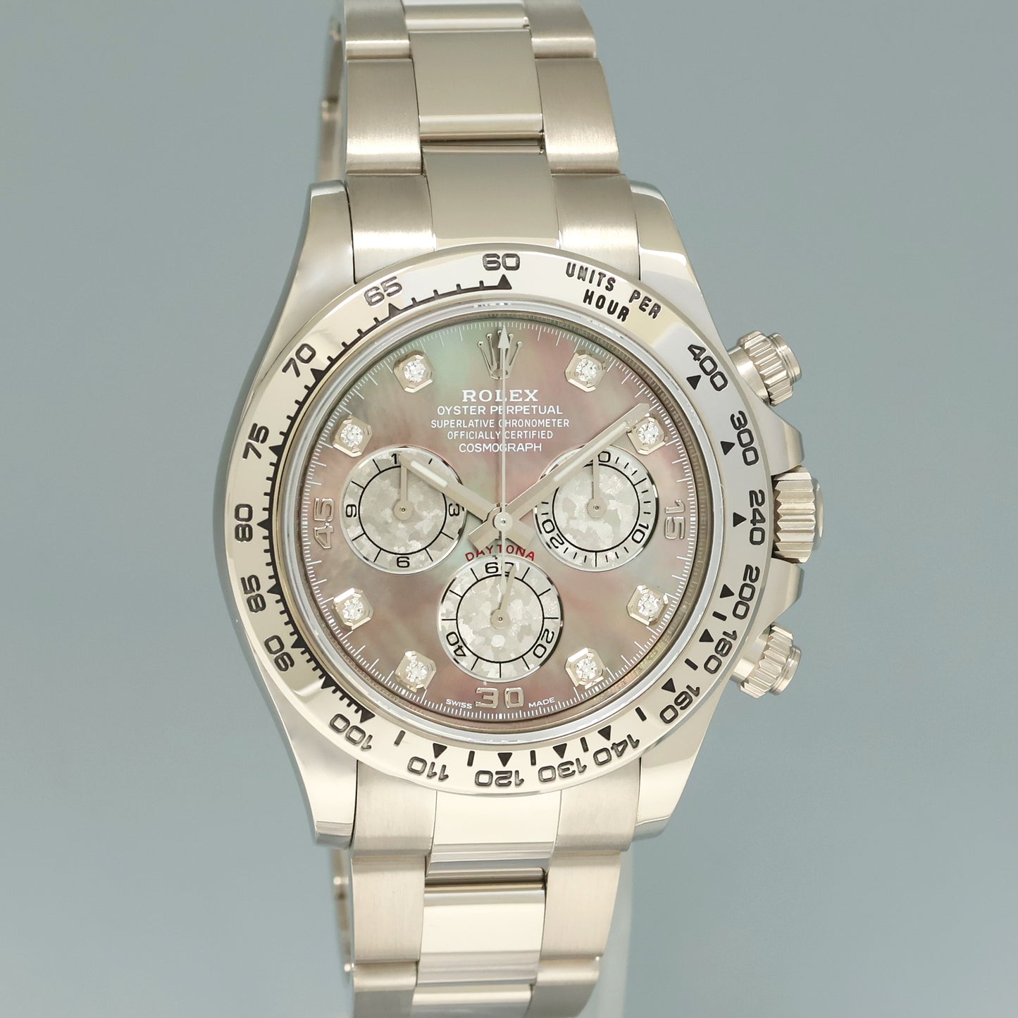 NEW PAPERS 2021 Rolex Daytona Meteorite MOP Diamond 116509 White Gold Chrono Watch