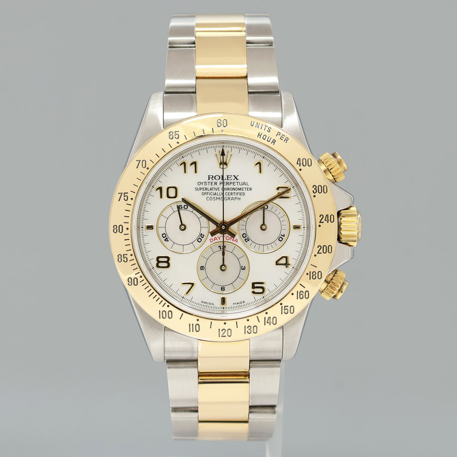 1999 MINT Rolex Daytona 16523 Zenith Two Tone Yellow Gold Mother of Pearl Watch Box