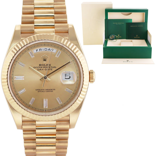 2022 MINT Rolex Day-Date 40 President 228238 Champagne Baguette Diamond Watch