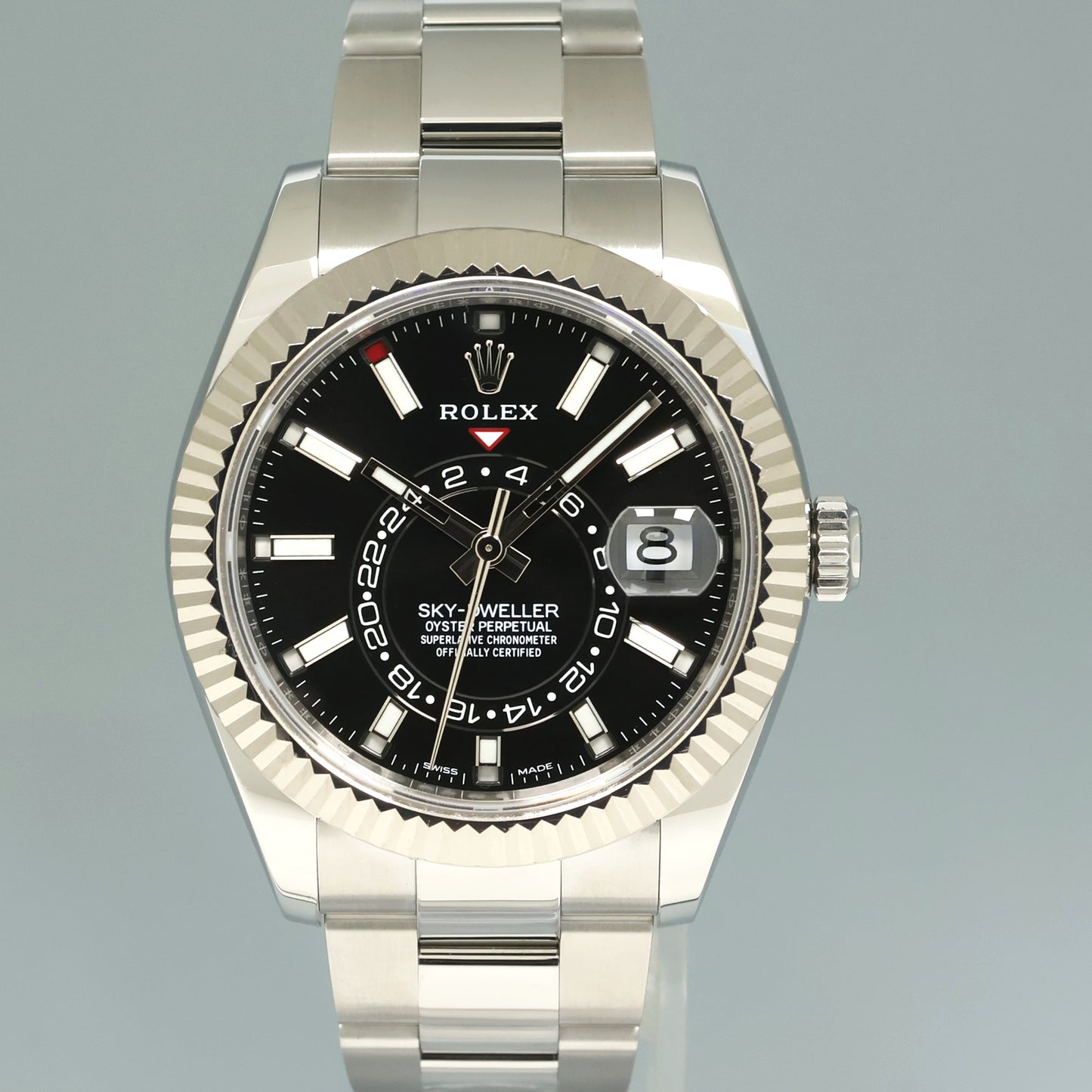 2021 MINT Rolex Sky-Dweller Stainless White Gold Black Dial 326934 42mm Watch Box