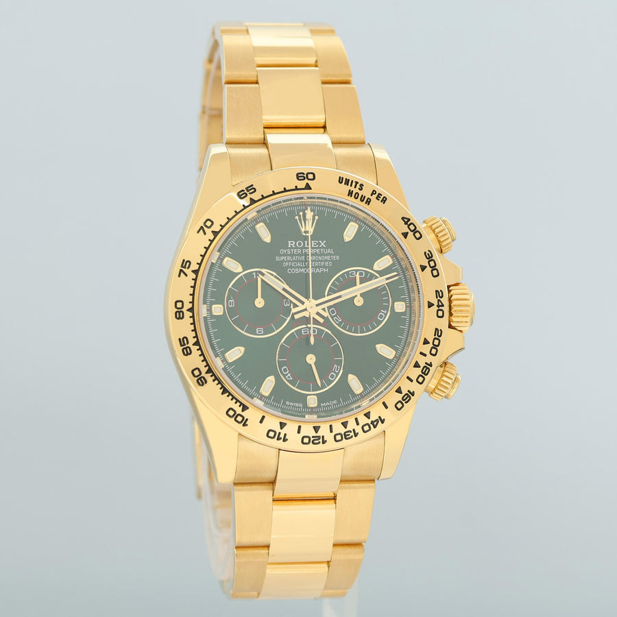 PAPERS MINT GREEN DAYTONA Rolex 116508 Yellow Gold 40mm John Mayer Watch Box