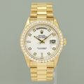 MINT Rolex President Day-Date White Diamond 18038 Quickset Yellow Gold Watch Box