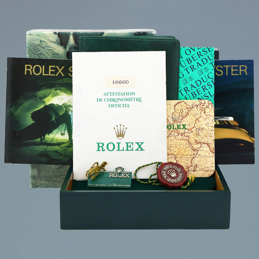 1988 PAPERS Rolex Sea-Dweller Steel Tritium 16660 Date 40mm Watch Box