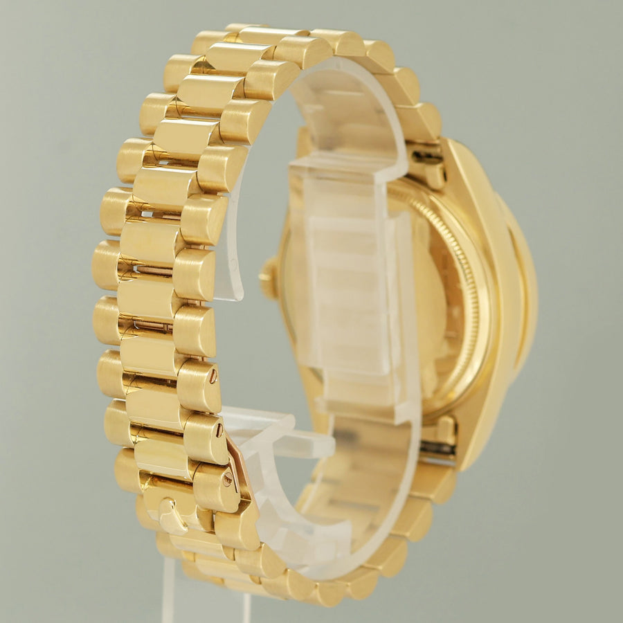 MINT Rolex President Day-Date White Diamond 18038 Quickset Yellow Gold Watch Box