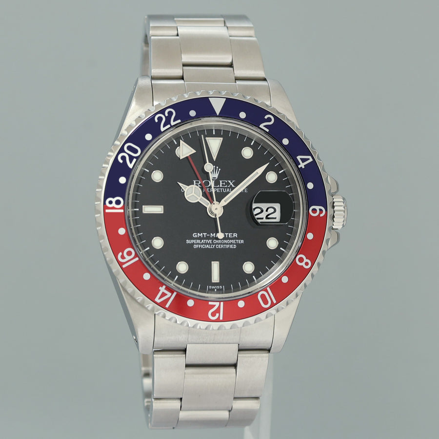 1999 PAPERS MINT Rolex 16700 GMT-Master Pepsi Blue Red 40mm Steel Watch Box