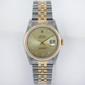 MINT Rolex DateJust 16233 Two Tone Yellow Gold Jubilee Champagne Diamond Watch