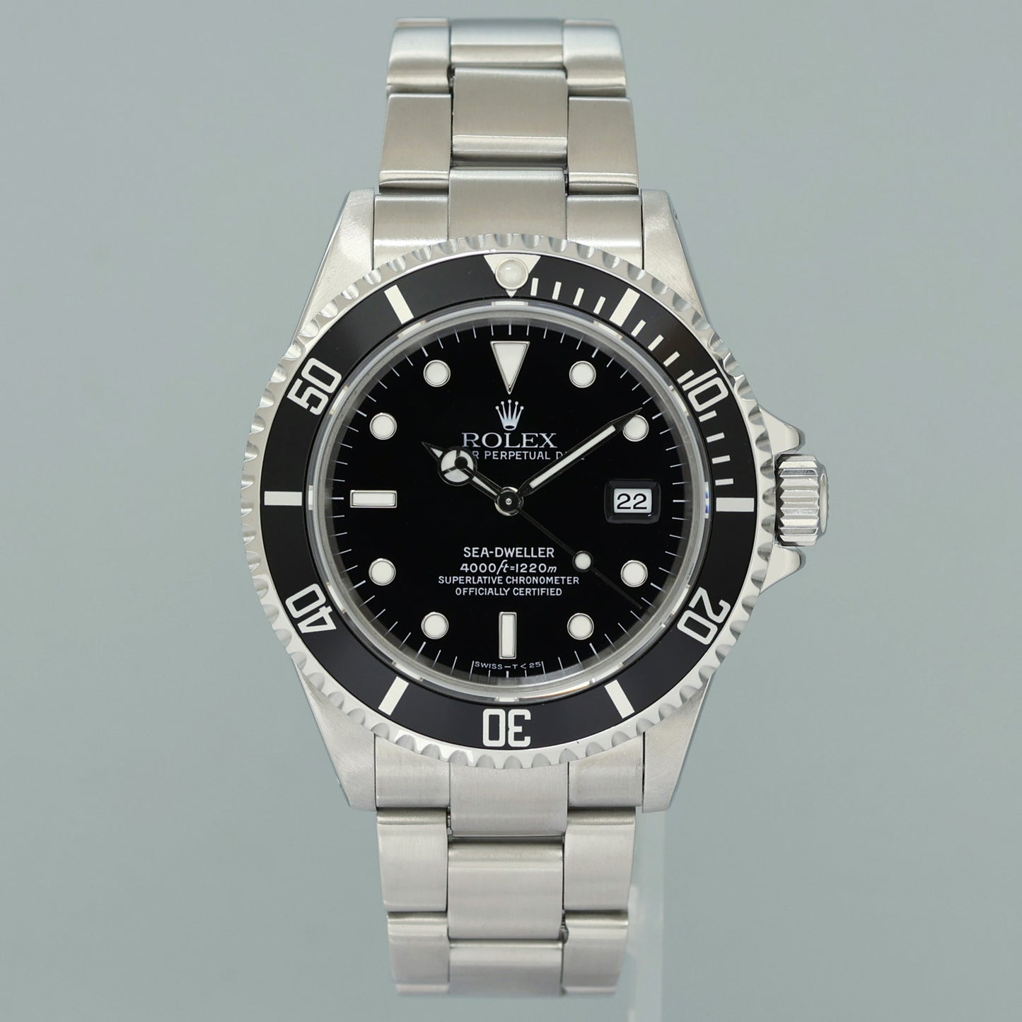 1998 PAPERS MINT Rolex Sea-Dweller Steel 16600 Black Tritium 40mm Divers Kit Watch