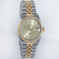 MINT Rolex DateJust 16233 Two Tone Yellow Gold Jubilee Champagne Diamond Watch
