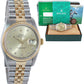 MINT Rolex DateJust 16233 Two Tone Yellow Gold Jubilee Champagne Diamond Watch