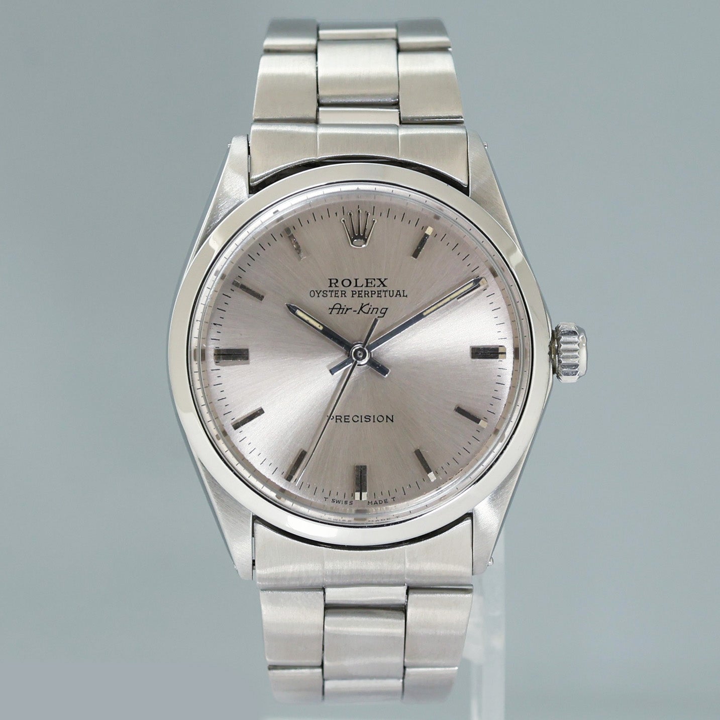 Rolex Air-King 1500 Grey Stick Dial 34mm Stainless Steel Oyster Watch Box (Copy)