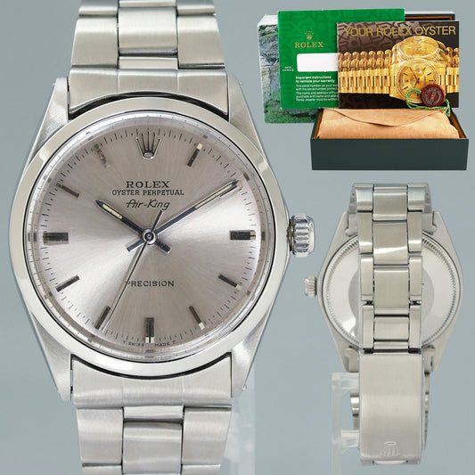 Rolex Air-King 1500 Grey Stick Dial 34mm Stainless Steel Oyster Watch Box (Copy)