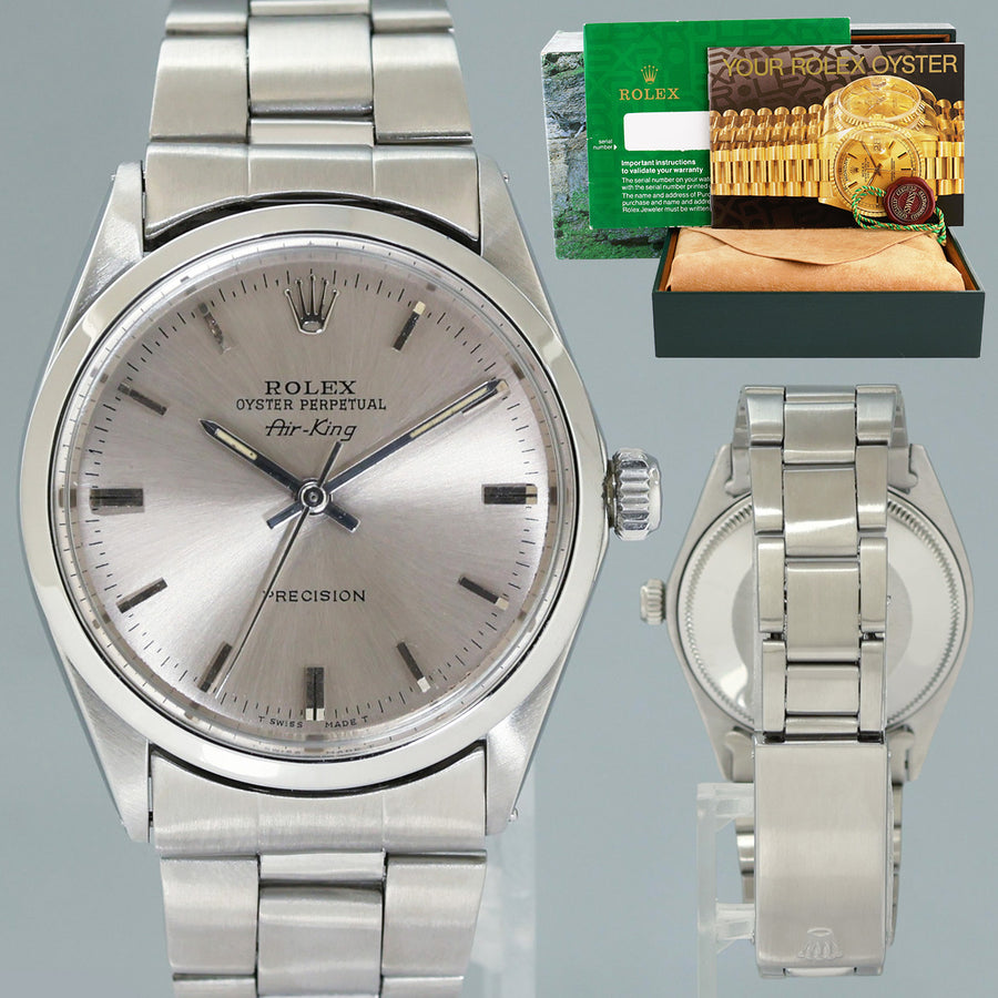 Rolex Air-King 1500 Grey Stick Dial 34mm Stainless Steel Oyster Watch Box (Copy)