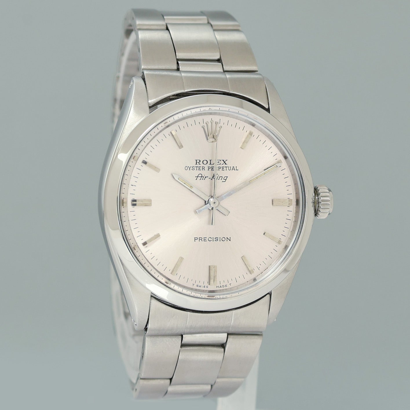Rolex Air-King 1500 Grey Stick Dial 34mm Stainless Steel Oyster Watch Box (Copy)