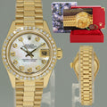 MINT Pearl Diamond Ladies Rolex DateJust 69178 President 26mm 18k Yellow Gold Watch Box