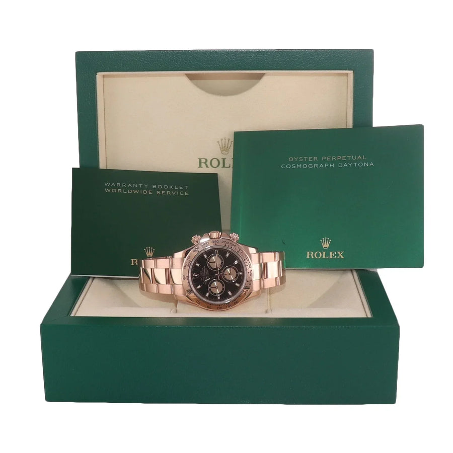 2017 MINT Rolex Daytona Cosmograph Rose Gold 116505 Black Chronograph Watch Box