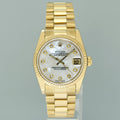 MINT Rolex 68278 Yellow Gold 31mm Midsize Mother of Pearl Diamond Lady President Watch