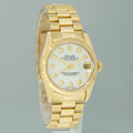 MINT Rolex 68278 Yellow Gold 31mm Midsize Mother of Pearl Diamond Lady President Watch