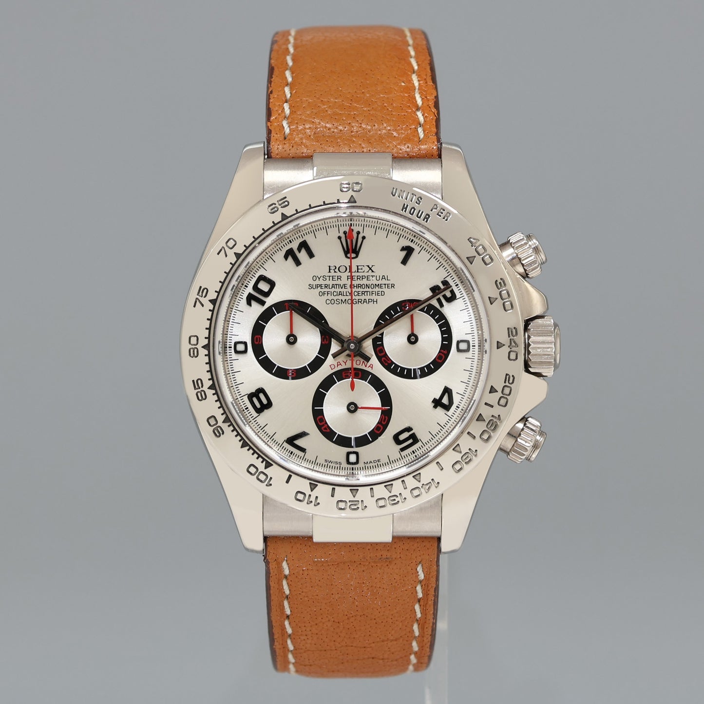 MINT Rolex Daytona White Gold 116519 Silver Racing Dial Leather Watch Box