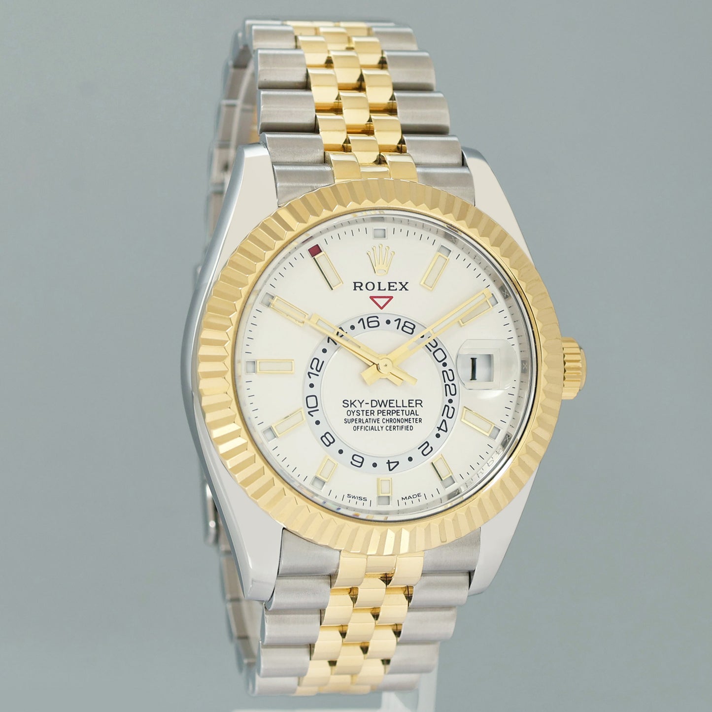 2021 NEW PAPERS Rolex 326933 Sky-Dweller 42mm White Dial Two Tone Steel Gold Jubilee Watch