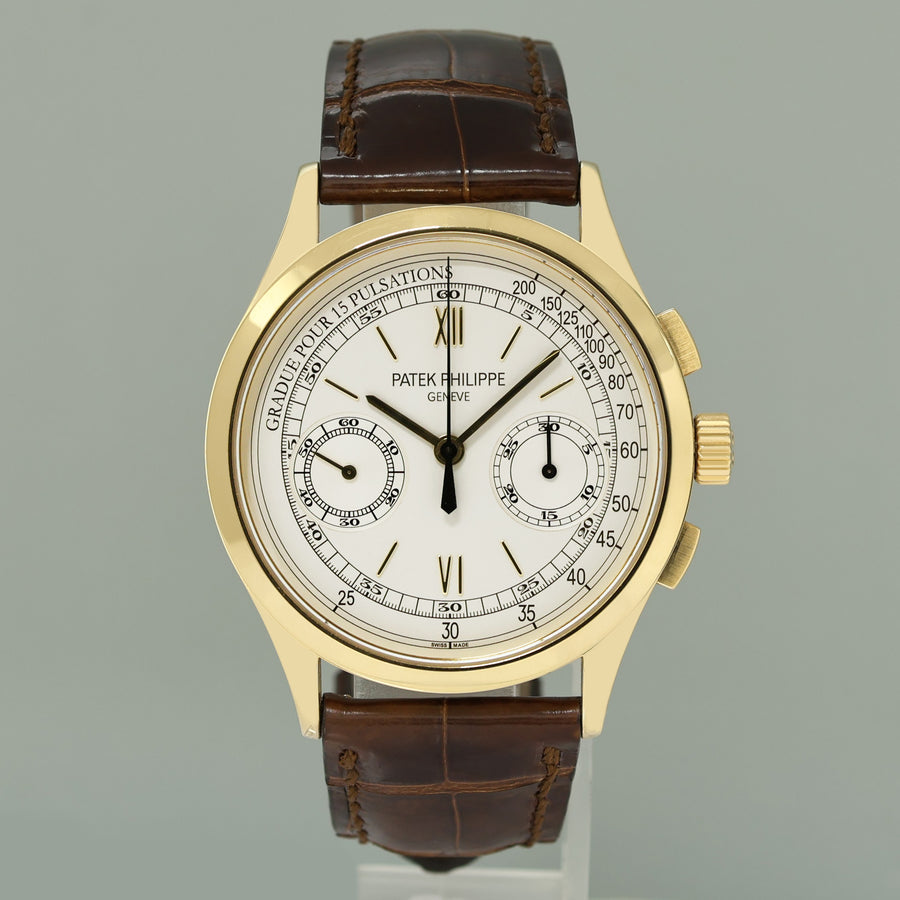 PAPERS MINT Patek Philippe 5170J Silver Chrono Yellow Gold Manual Wind 39mm Watch Box
