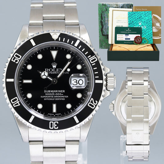 2000 MINT PAPERS & RSC Rolex 16610LN Submariner Date Steel Black 40mm Watch Box