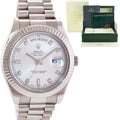 MINT ROLEX Day Date 218239 White Gold 41MM President Silver Diamond Watch Box