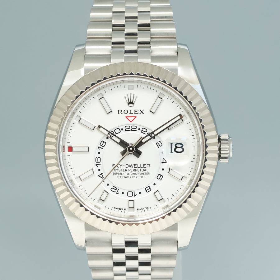 2025 NEW PAPERS Rolex 336934 Sky-Dweller Steel White Jubilee Fluted 42mm Watch Box