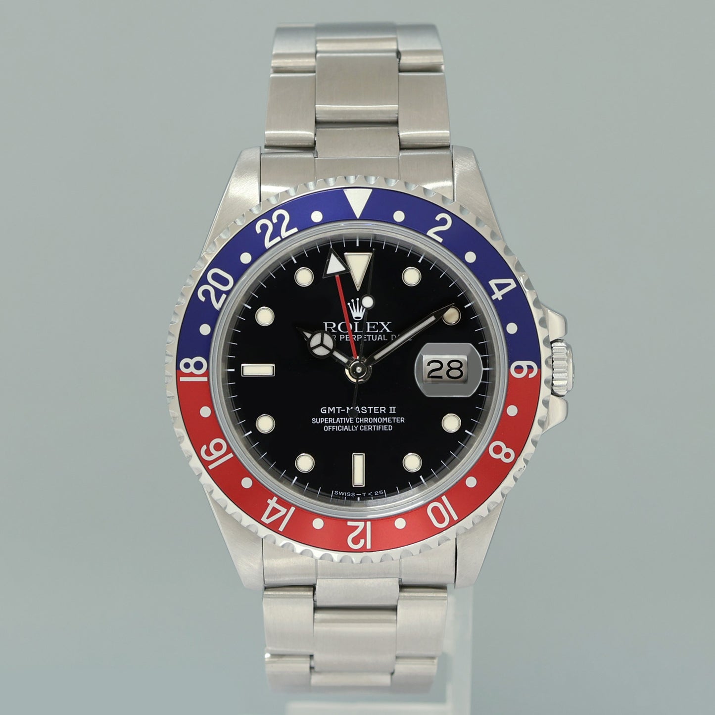 MINT Rolex 16710 GMT-Master II Pepsi Blue Red 40mm Tritium Steel Watch Box