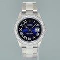 DIAMOND BEZEL Rolex DateJust 41 Steel 126300 Blue Roman Dial Oyster Watch Box