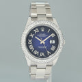DIAMOND BEZEL Rolex DateJust 41 Steel 126300 Blue Roman Dial Oyster Watch Box