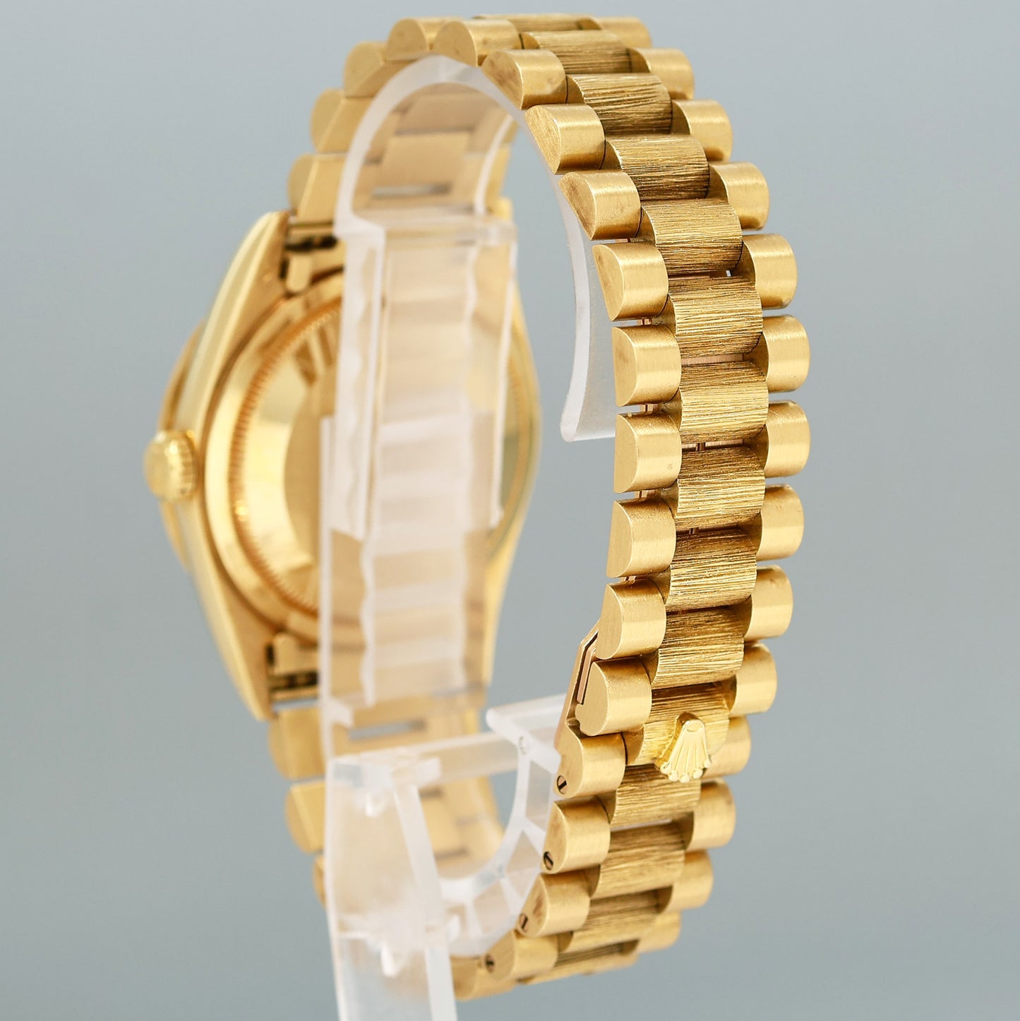 NOS PAPERS Rolex Day-Date President Ferrite Diamond 18308 Yellow Gold Bark Watch