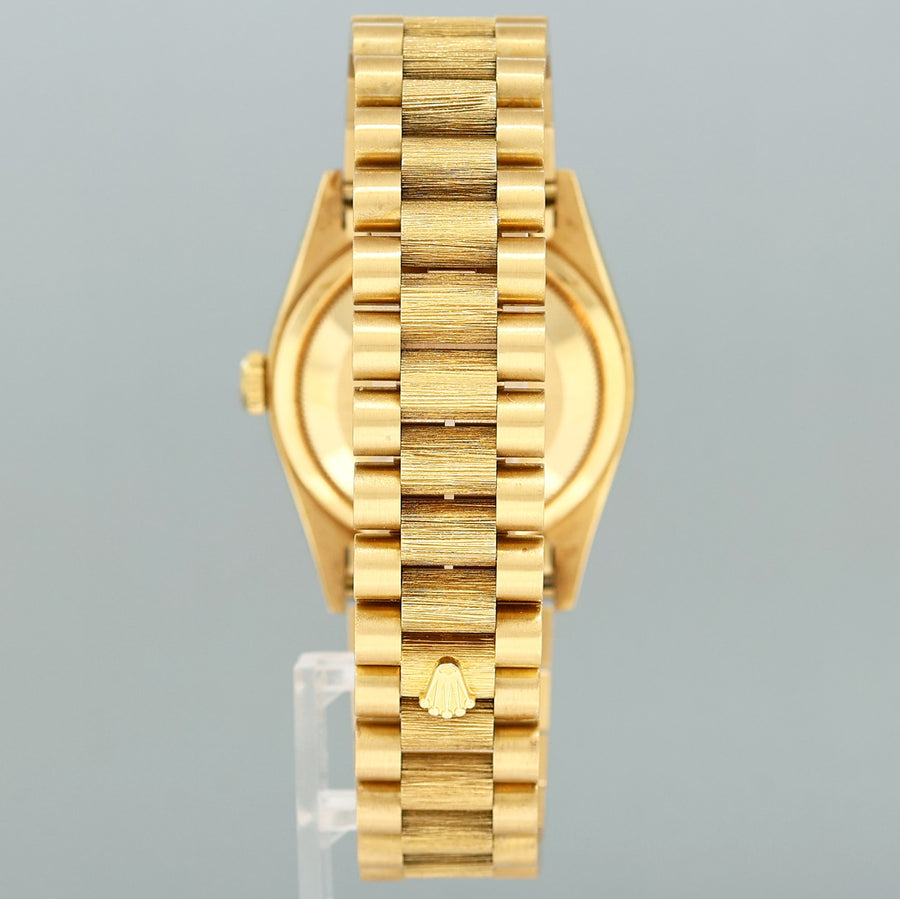 NOS PAPERS Rolex Day-Date President Ferrite Diamond 18308 Yellow Gold Bark Watch