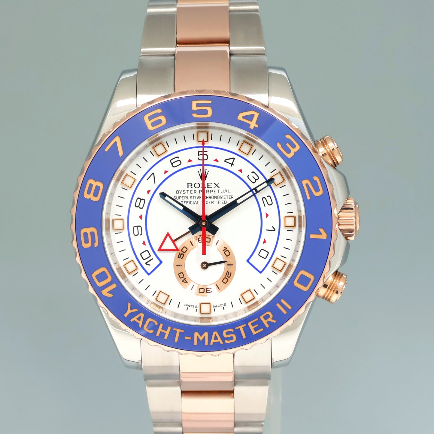 2017 MINT Rolex Yacht-Master II 116681 Steel Everose Gold Blue Hands 44mm Watch Box