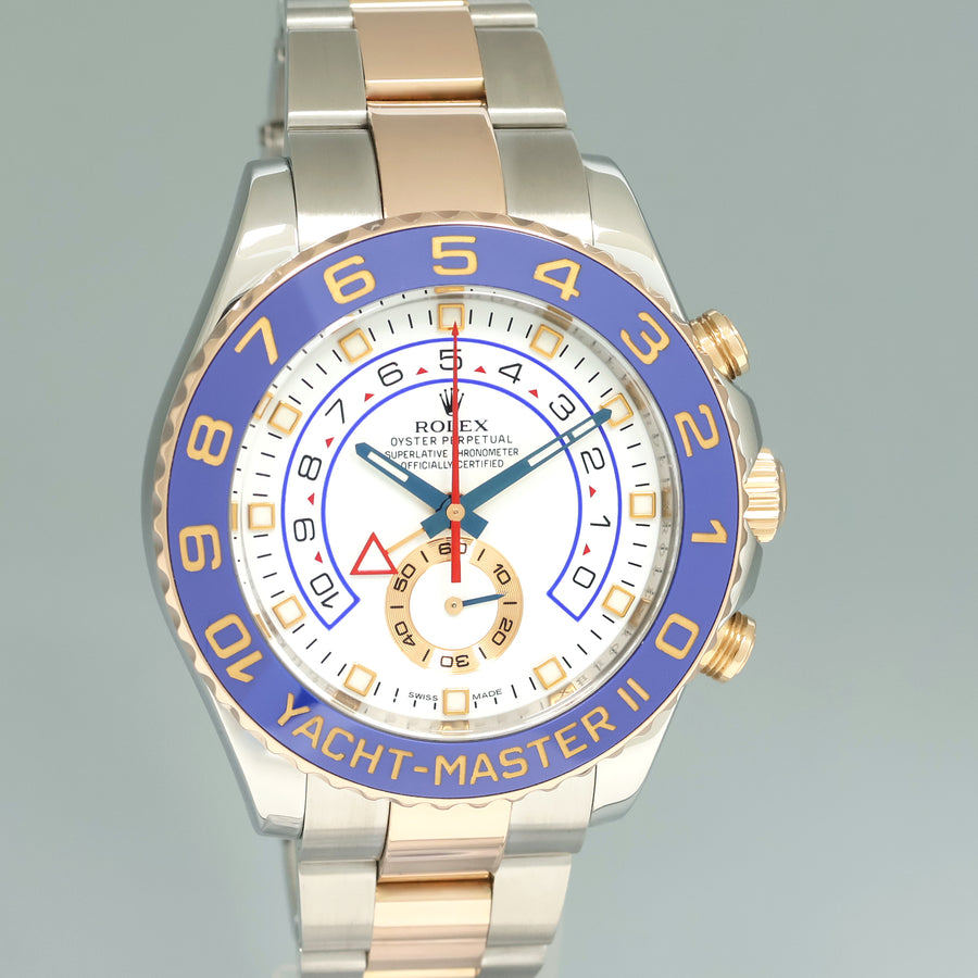 2015 PAPERS MINT Rolex Yacht-Master II 116681 Steel Rose Gold Two Tone 44mm Watch