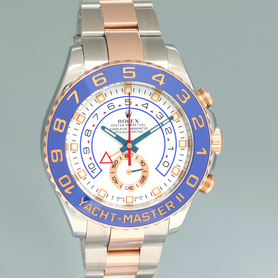 2017 MINT Rolex Yacht-Master II 116681 Steel Everose Gold Blue Hands 44mm Watch Box