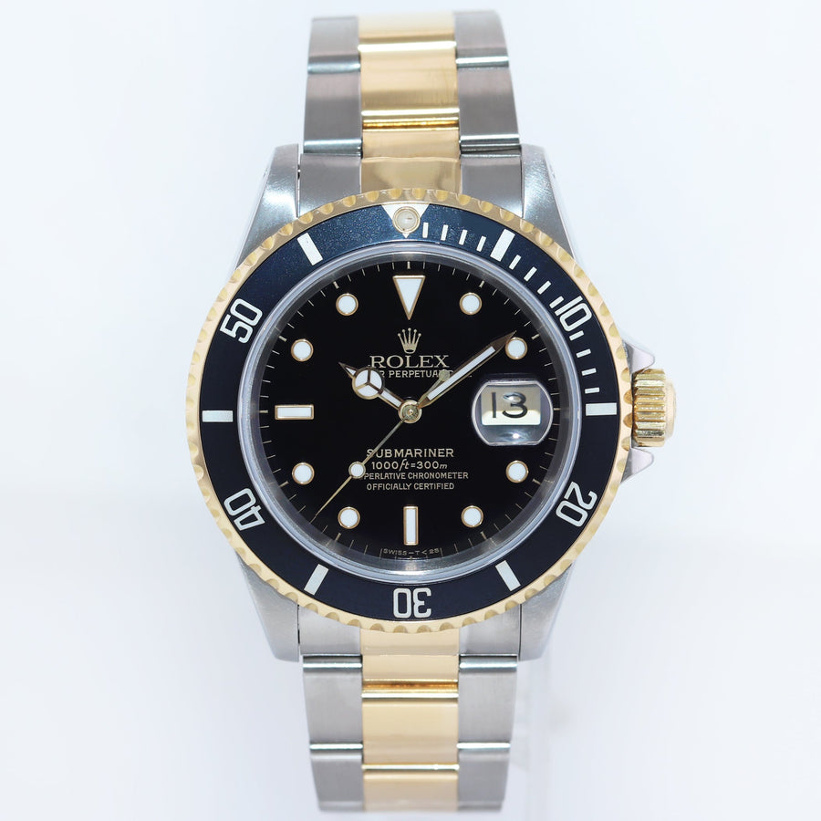 PAPERS MINT Rolex Submariner 16613 Gold 40mm Steel Two Tone Black Watch Box