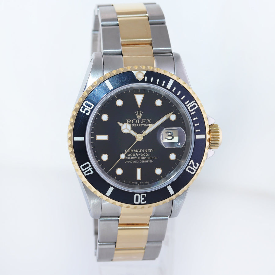 PAPERS MINT Rolex Submariner 16613 Gold 40mm Steel Two Tone Black Watch Box