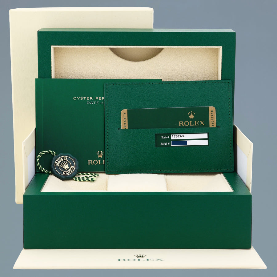 2010 PAPERS MINT Rolex Datejust 178240 Stainless Steel 31mm Black Roman Watch Box