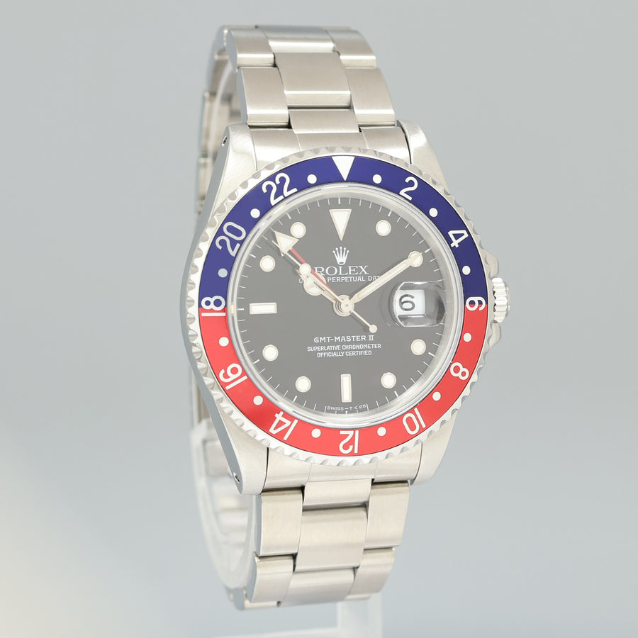 MINT 1992 PAPERS Rolex GMT-Master II 16710 PEPSI Steel Blue Red Watch Box