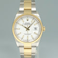 MINT 2022 Rolex 126233 DateJust 36mm White Stick Two Tone Gold Watch Box