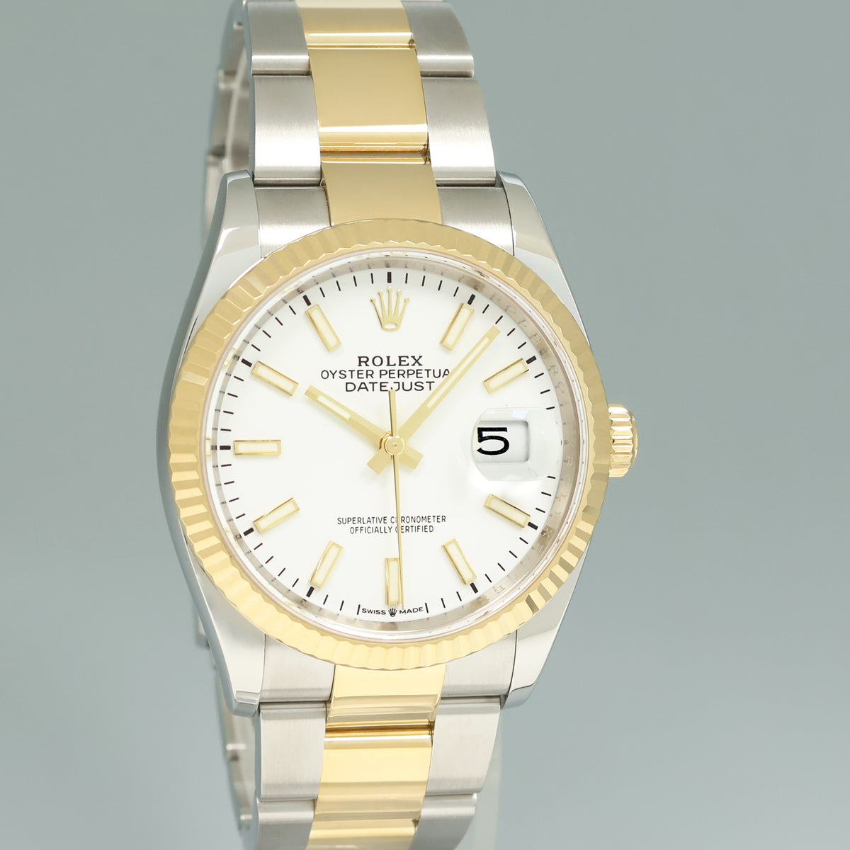 MINT 2022 Rolex 126233 DateJust 36mm White Stick Two Tone Gold Watch Box