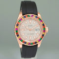 MINT Rolex Yacht-Master 116655 Rose Gold 40mm Pave Diamond Rainbow Sapphire Watch