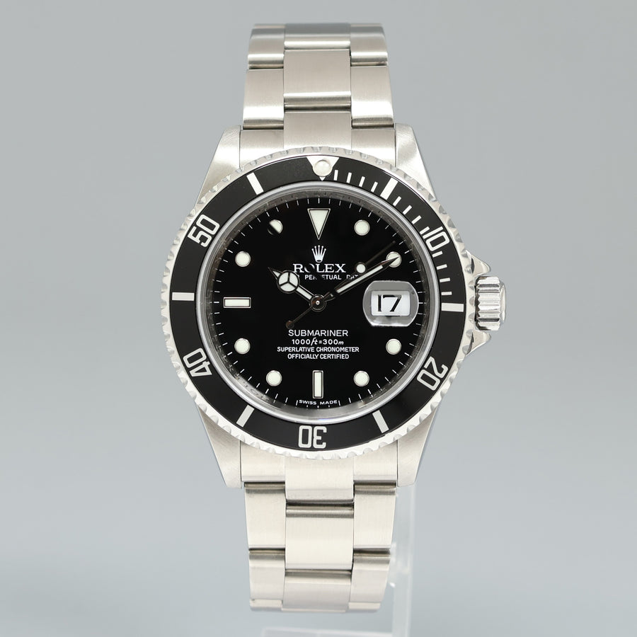 MINT 2009 ENGRAVED REHAUT Rolex Submariner Date 16610 Stainless Steel Black Watch