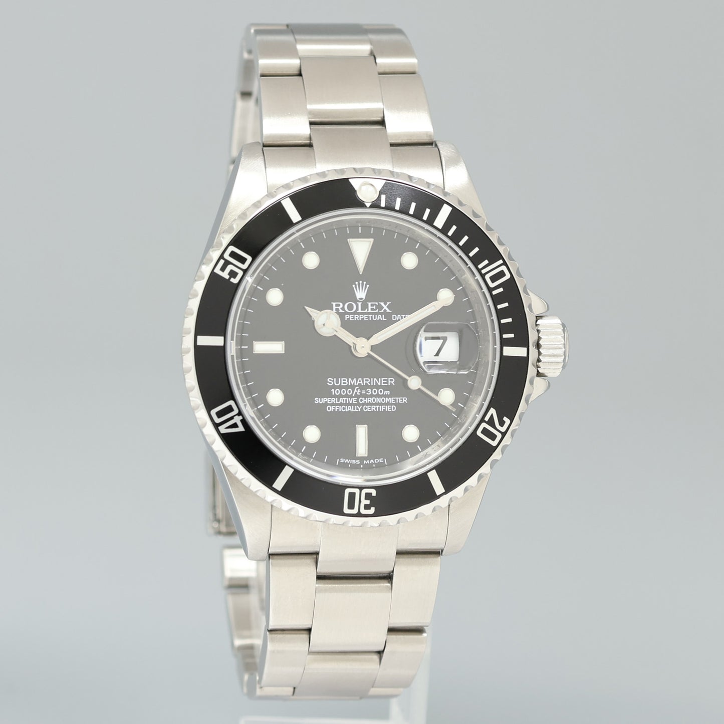 MINT 2009 ENGRAVED REHAUT Rolex Submariner Date 16610 Stainless Steel Black Watch