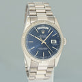 MINT Rolex President Day Date 118209 Blue Stick White Gold 36mm President Watch Box