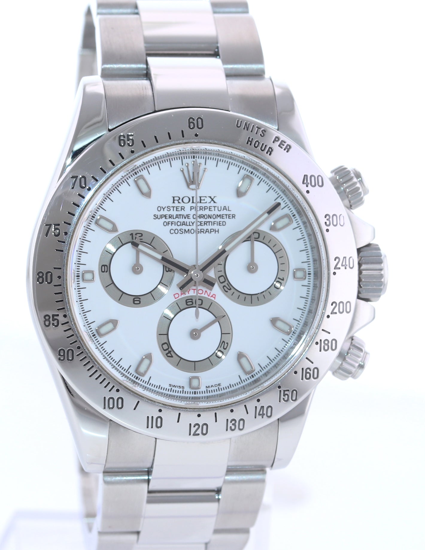 MINT 2005 Rolex Daytona 116520 White Dial Steel Chronograph 40mm Watch Box