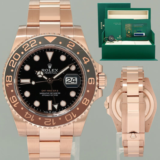 2025 NEW PAPERS Rolex GMT Master Rose Gold Ceramic Root Beer 126715 Watch Box