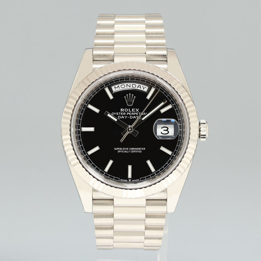 2019 PAPERS MINT Rolex Day Date 40 White Gold President 40mm Black Dial 228239 Watch