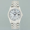 DIAMOND Bezel Rolex DateJust 36mm Mop Diamond 16220 Jubilee Steel Watch Box